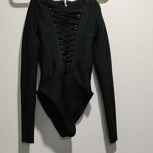 Black Lace-Up Bodysuit